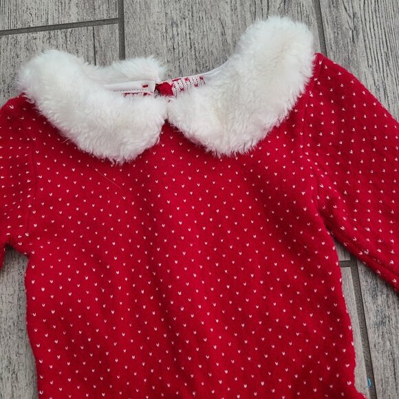 Blueberi Boulevard Red Knit Holiday Dress with Faux Fur Collar Toddler Girl 4T - Picture 4 of 9